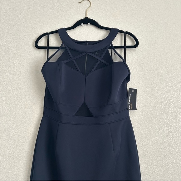 Enfocus Studio Blue Halter Sheath Midi Dress - Picture 2 of 6